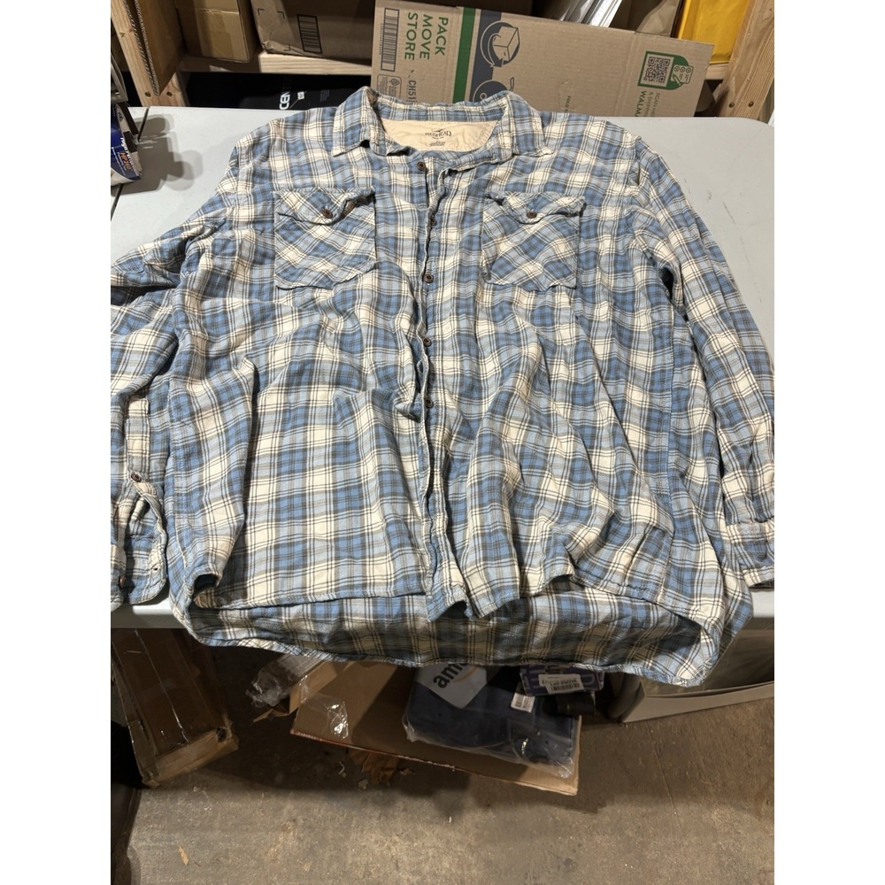 RED HEAD BRAND CO Mens Blue Plaid Flannel Shirt Long Sleeve Button Up Outdoor XL